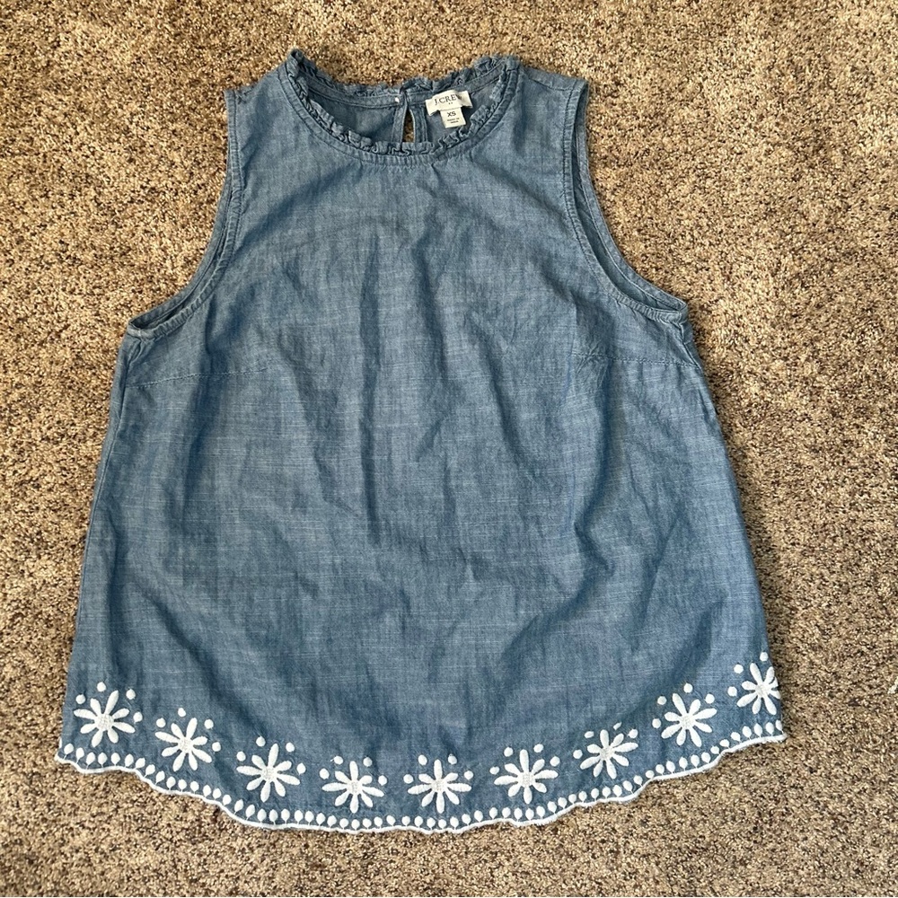 J. Crew Chambray High-Neck Swing Top Sleeveless 100% Cotton Women’s Size XS